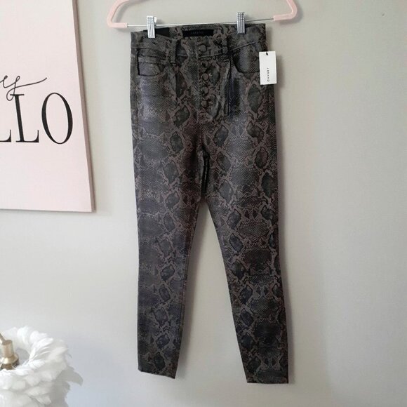NWT J Brand brown & black snakeskin boa high rise cropped skinny coated jeans - Picture 14 of 15